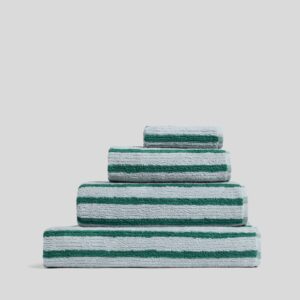 Organic Resort Stripe Towels (Sky with Malachite)