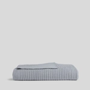 Organic Rib Knit Throw (Sky)