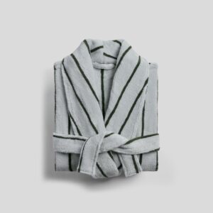 Turkish Cotton Stripe Robe (Sky with Evergreen)